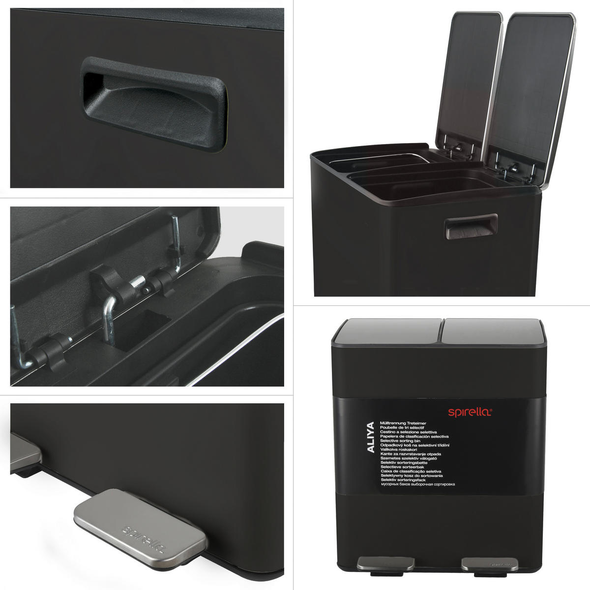 TRETEIMER 40 l  Metall  - Schwarz, Basics, Kunststoff/Metall (45/30/51cm) - Spirella