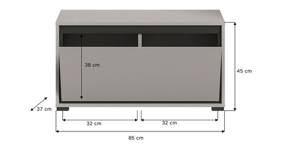 GARDEROBE 165/196/37 cm  - Schwarz/Grau, Design, Glas/Holzwerkstoff (165/196/37cm) - Xora