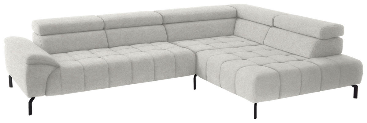 ECKSOFA in Chenille Beige  323/222 cm  - Beige/Schwarz, Design, Textil/Metall (323/222cm) - Beldomo Style