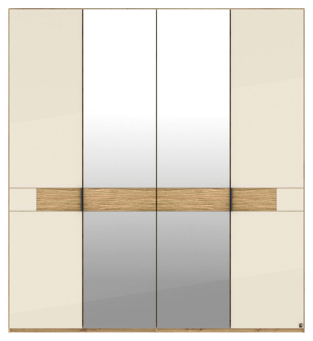 DREHTÜRENSCHRANK 200/216/58 cm,  in Eichefarben, Champagner, 4 Tür(en)  - Schieferfarben/Champagner, Design, Glas/Holz (200/216/58cm) - Musterring