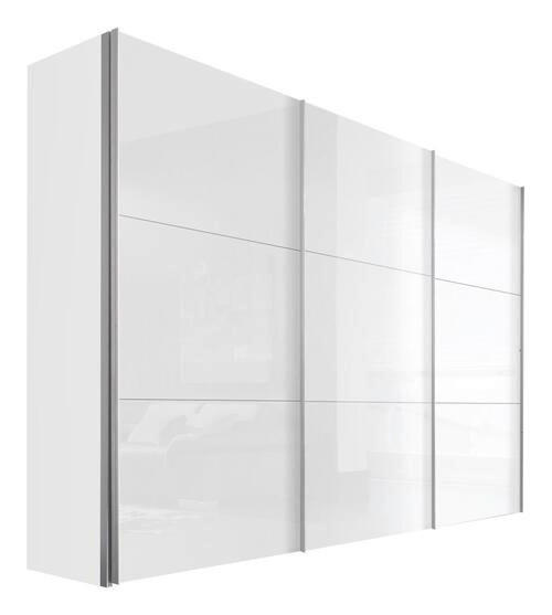 SCHWEBETÜRENSCHRANK 300/216/68 cm 3-türig - Alufarben/Weiß, KONVENTIONELL, Holzwerkstoff/Metall (300/216/68cm) - Hom`in