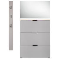 GARDEROBE 3-teilig  in 125/200/19 cm  - Kaschmir/Eichefarben, Design, Glas/Holzwerkstoff (125/200/19cm) - Voleo