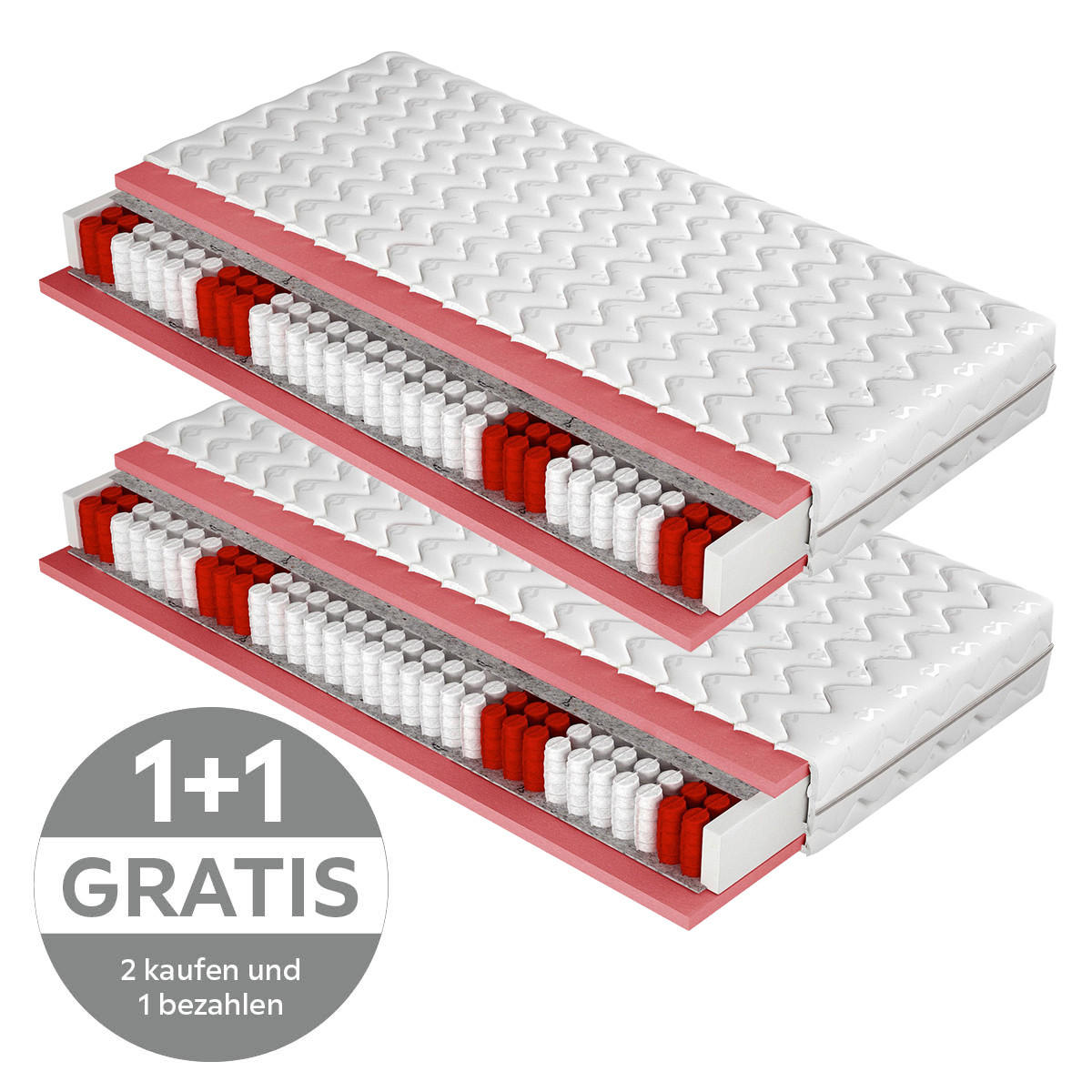 TASCHENFEDERKERNMATRATZE 80/200 cm, Höhe ca.: 16 cm, H2 = mittel, 7-Zonen - Textil (80/200cm)