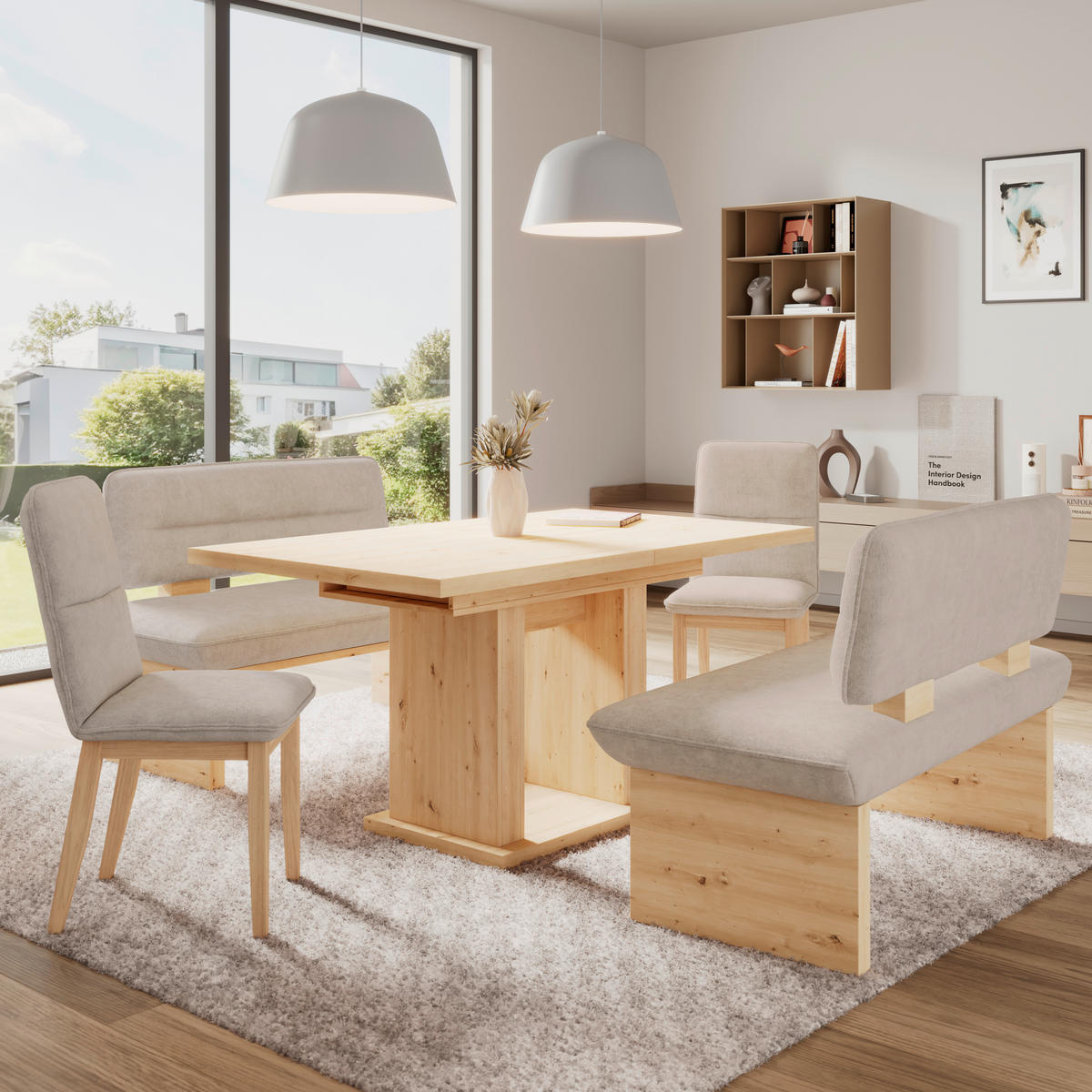 SITZBANK 120/87/67 cm Webstoff Beige  - Eichefarben/Beige, KONVENTIONELL, Textil (120/87/67cm) - James Wood