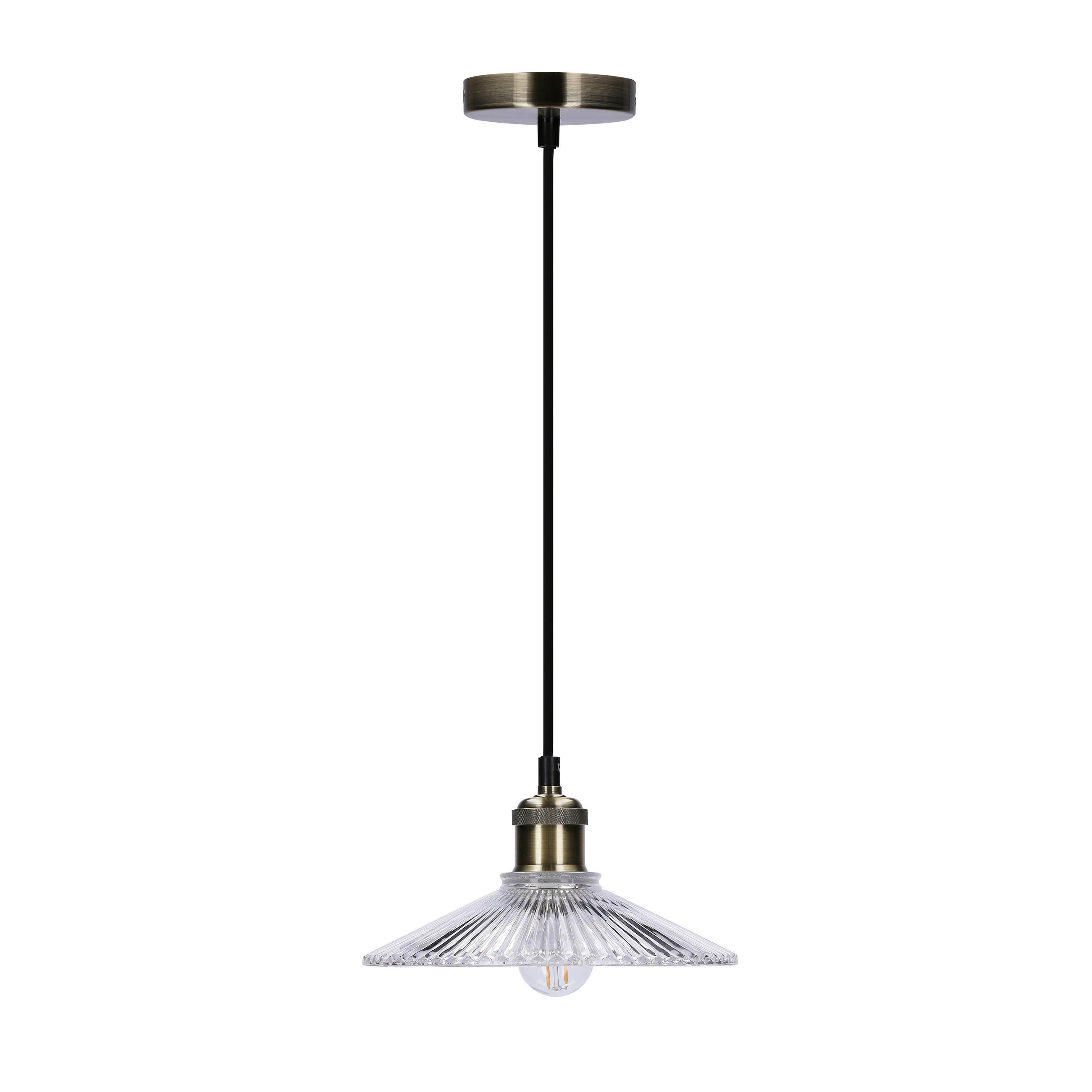 PENDELLEUCHTE 21/21/90 cm  - Schwarz, KONVENTIONELL, Glas/Metall (21/21/90cm)