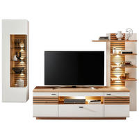 REGAL ZA DNEVNI BORAVAK bela, hrast artisan, crna   - bela/crna, Moderno, staklo/metal (280/193/47cm) - Hom`in