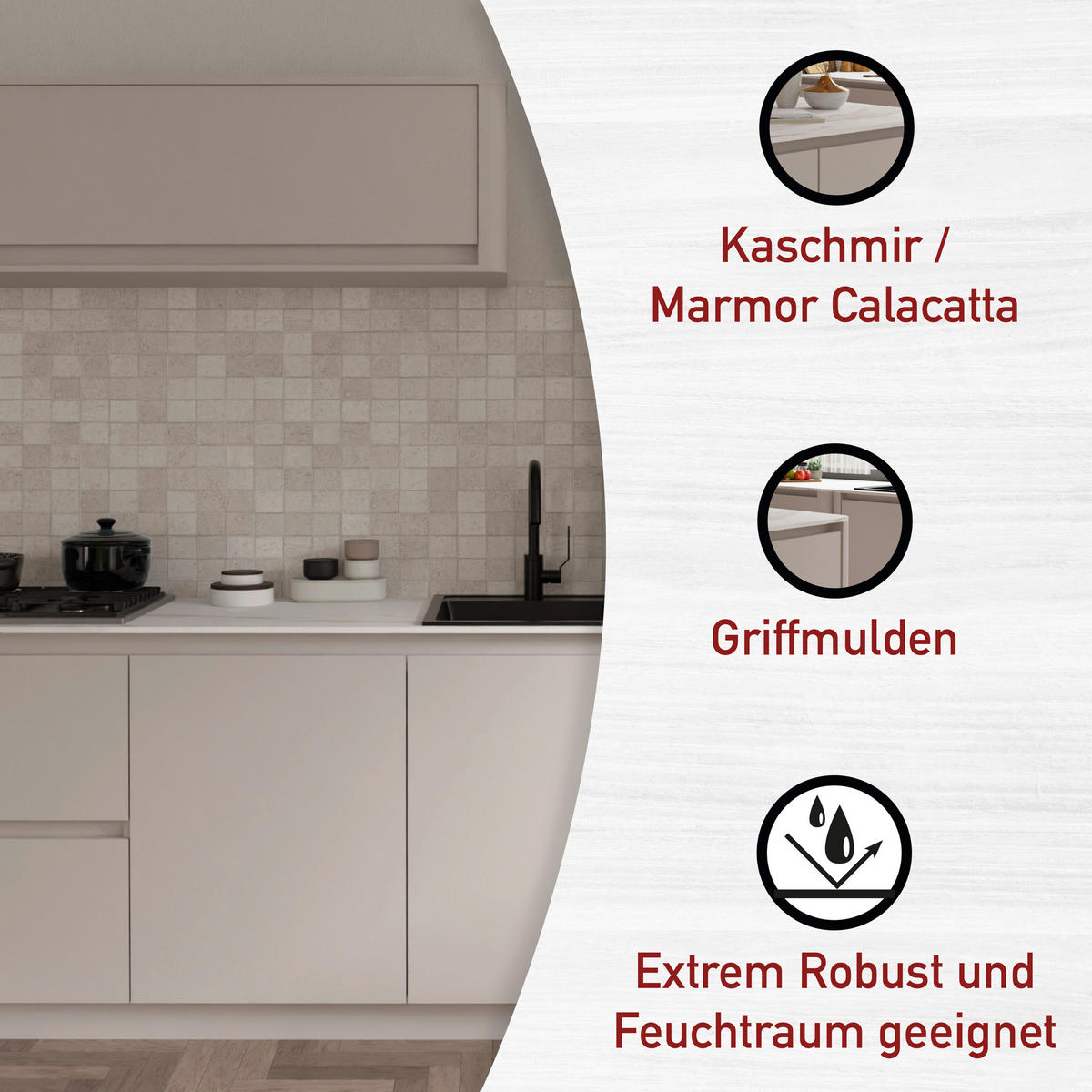KÜCHENLEERBLOCK Curve Sable  in Weiß, Kaschmir  - Kaschmir/Weiß, MODERN, Holzwerkstoff (223,2/91,9/60cm) - home24