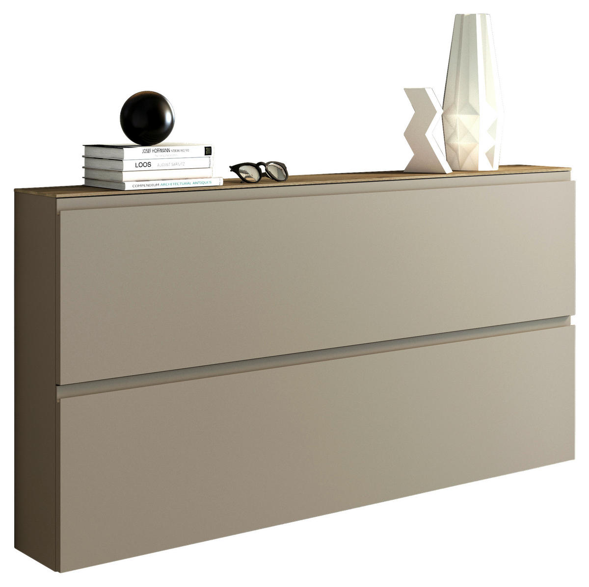 SCHUHKIPPER - Sandfarben/Taupe, Design, Holzwerkstoff (160/81/22cm) - Moderano
