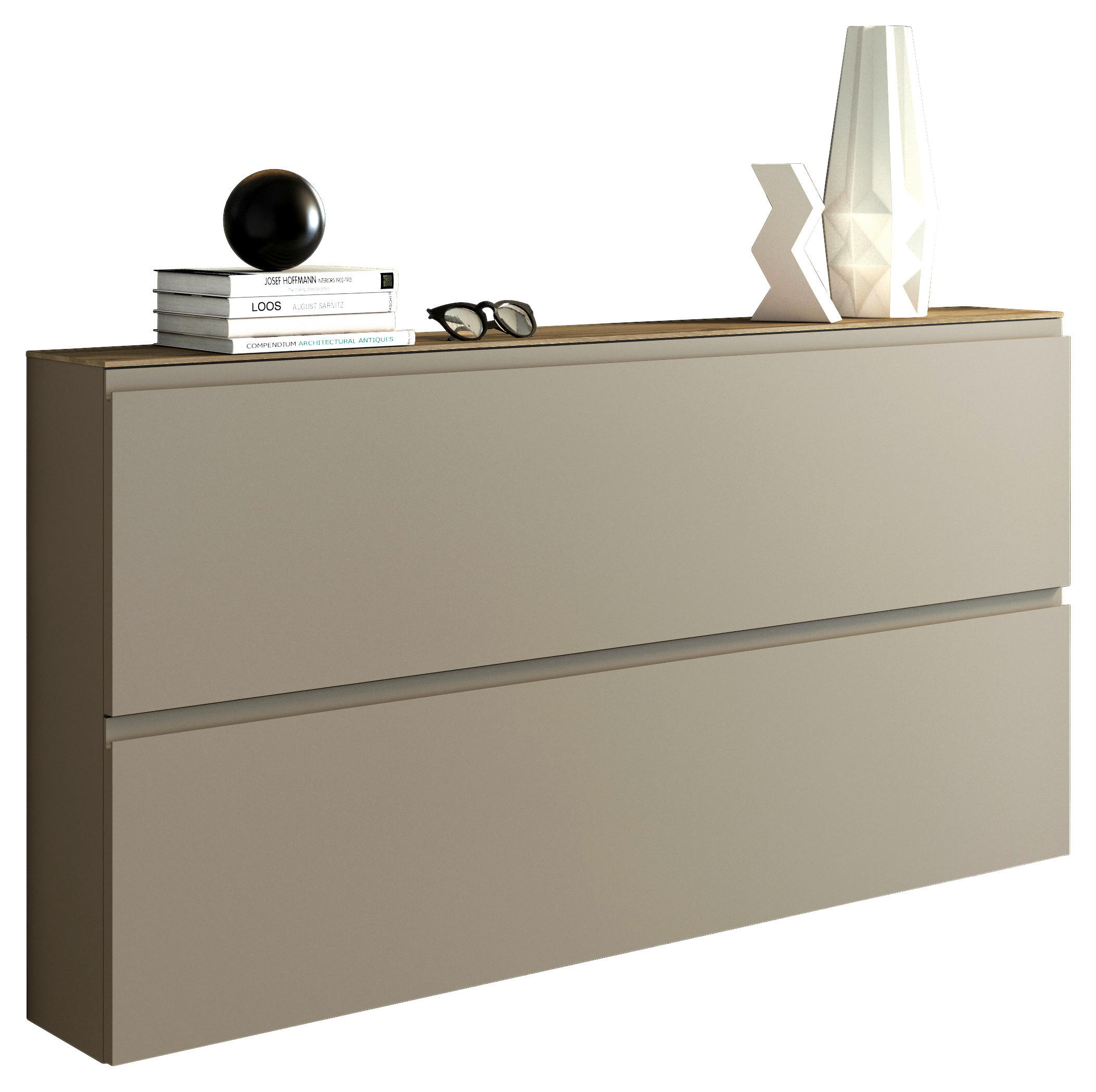 Thumbnail - Moderano Schuhkipper Gardasee, Taupe, Eiche, Holzwerkstoff, 160x81x22 cm, Beimöbel erhältlich, hängend, Garderobe, Schuh...