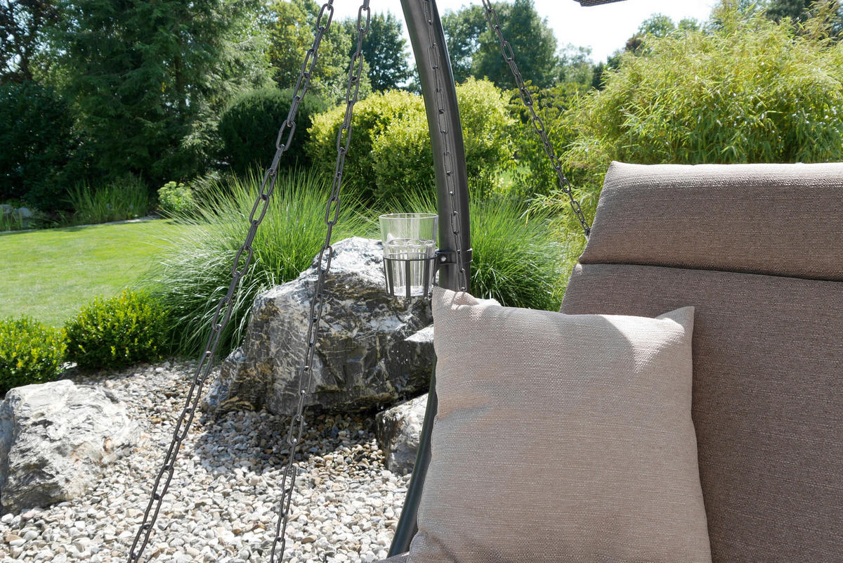 HOLLYWOODSCHAUKEL 100/160/145 cm Taupe, Olivgrün, Graubraun  - Taupe/Dunkelgrau, Basics, Textil/Metall (100/160/145cm) - Boxxx