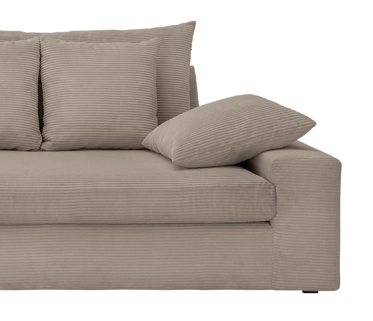 VIERSITZER-SOFA Cord Graubraun  - Graubraun/Schwarz, MODERN, Kunststoff/Textil (308/80/140cm) - Livetastic