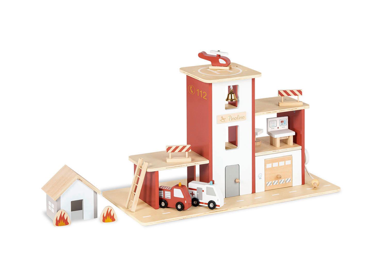 FEUERWEHRSTATION - Multicolor, Basics, Holz (55/32cm) - Pinolino