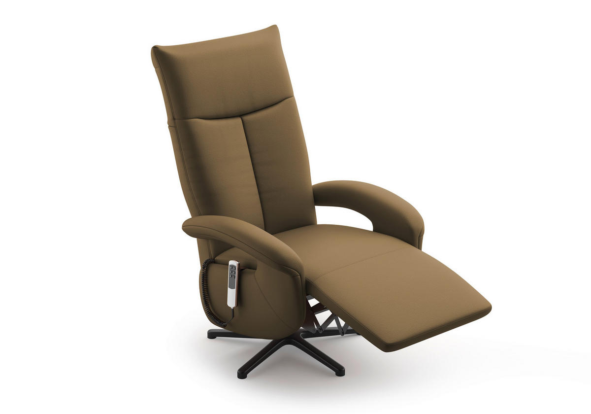 SESSEL in Echtleder Olivgrün  - Schwarz/Olivgrün, Konventionell, Leder/Metall (74/112/82cm) - Sit & More