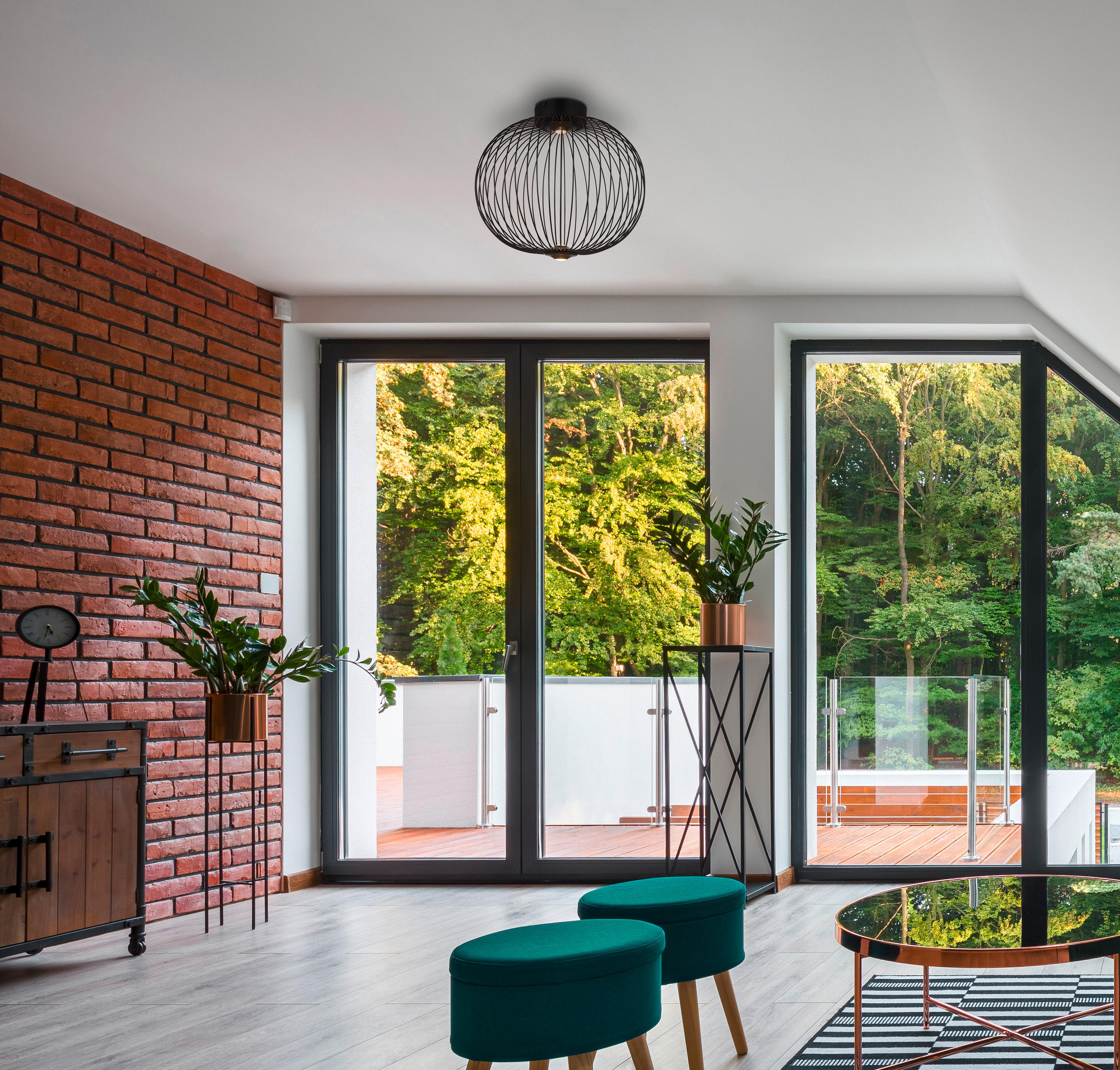 LED-DECKENLEUCHTE  50/45 cm    - Schwarz, Basics, Kunststoff/Metall (50/45cm) - Globo