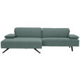 ECKSOFA in Flachgewebe Türkis  - Türkis/Anthrazit, Design, Textil/Metall (166/280cm) - Ambiente