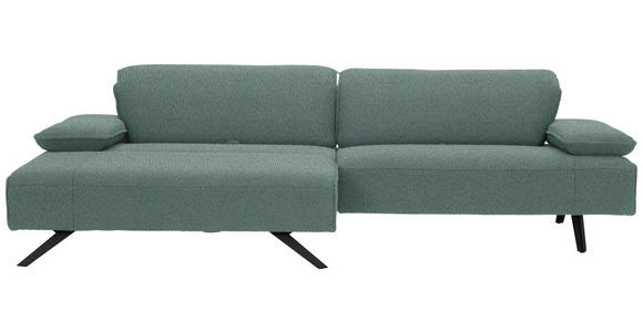 ECKSOFA in Flachgewebe Türkis  - Türkis/Anthrazit, Design, Textil/Metall (166/280cm) - Ambiente