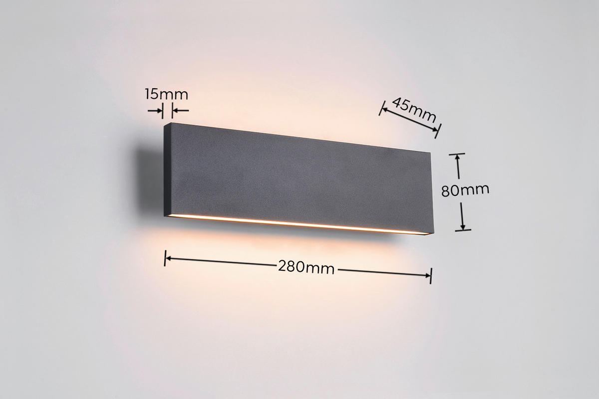 LED-WANDLEUCHTE 28/4,5/8 cm  - Schwarz, Design, Kunststoff/Metall (28/4,5/8cm) - Novel