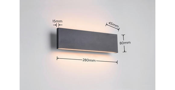 LED-WANDLEUCHTE 28/4,5/8 cm  - Schwarz, Design, Kunststoff/Metall (28/4,5/8cm) - Novel