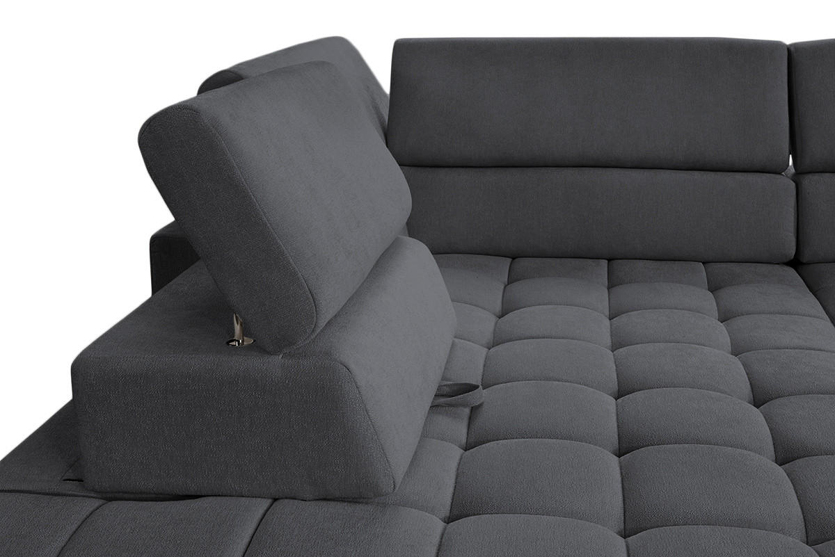 ECKSOFA ELIAS Graphitfarben Chenille  - Graphitfarben/Naturfarben, Design, Holz/Textil (201/307cm) - Livetastic