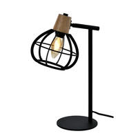 TISCHLEUCHTE 22/13/38 cm   - Schwarz/Akaziefarben, Design, Holz/Metall (22/13/38cm)