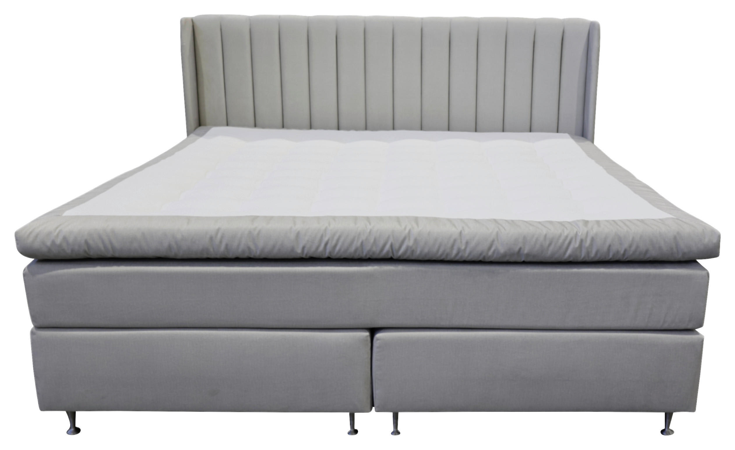 KONTINENTALSÄNG 210/210 cm  i beige  - beige/aluminiumfärgad, Klassisk, metall/trä (210/210cm) - Cassando