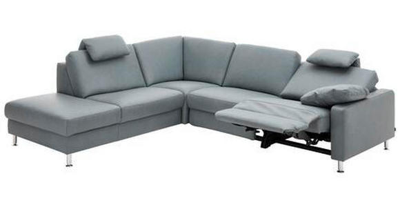 ECKSOFA in Echtleder Grau  - Alufarben/Grau, Design, Leder/Metall (242/275cm) - Dieter Knoll