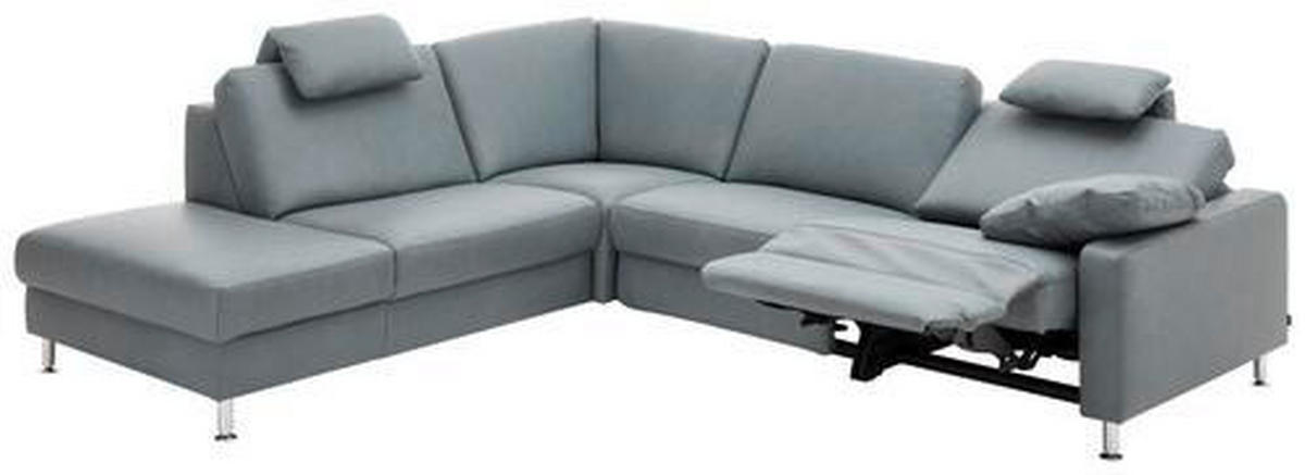 ECKSOFA in Echtleder Grau  - Alufarben/Grau, Design, Leder/Metall (242/275cm) - Dieter Knoll