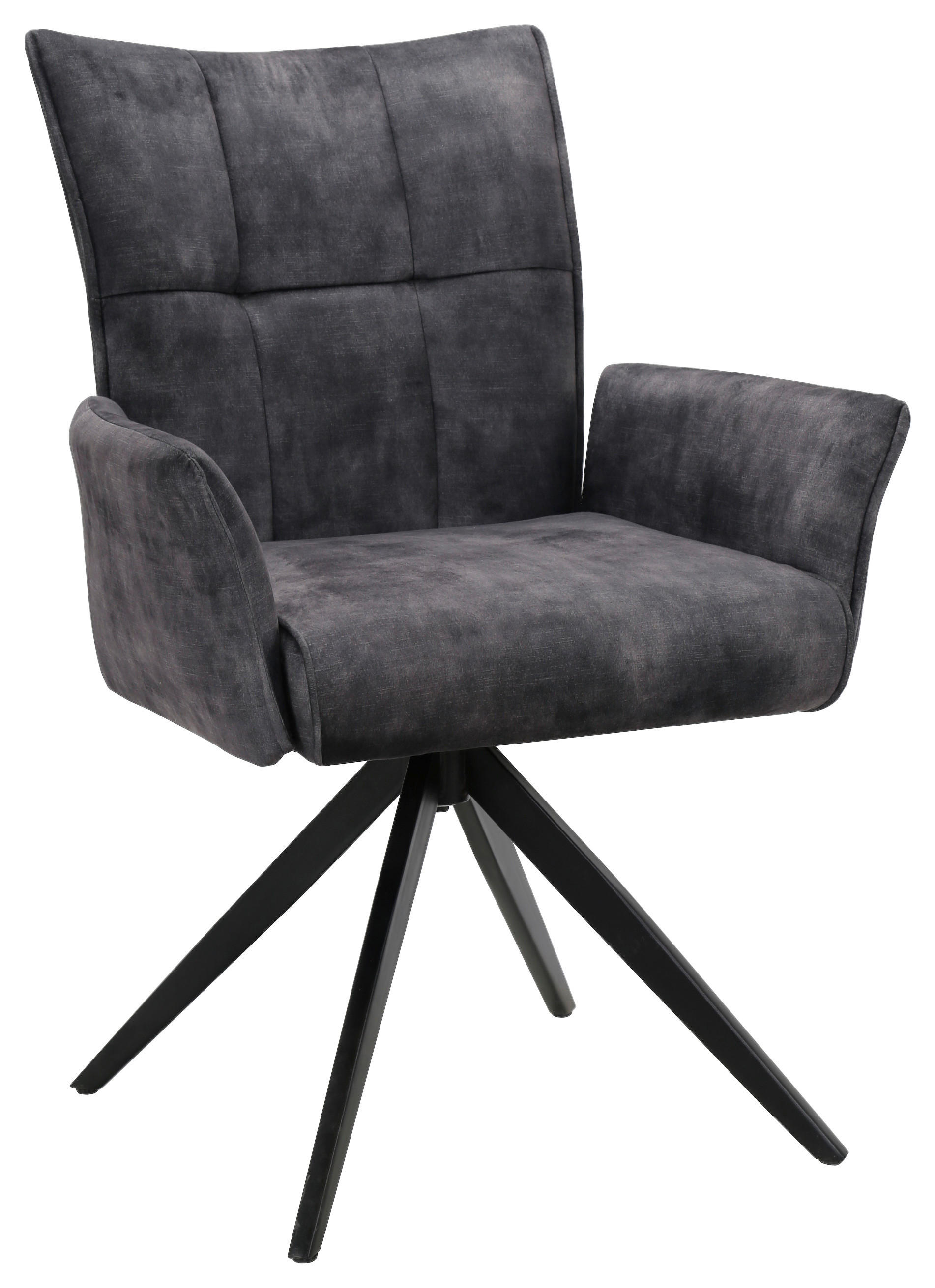 ARMLEHNSTUHL  in Eisen Samt  - Dunkelgrau/Schwarz, Design, Textil/Metall (62/92/66cm) - Hom`in
