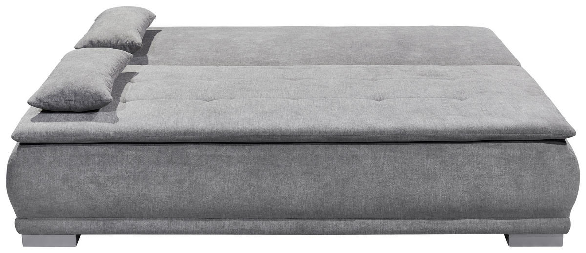 SCHLAFSOFA  mit Rücken echt Mikrovelours Silberfarben  - Schlammfarben/Silberfarben, MODERN, Kunststoff/Textil (208/93/105cm) - MID.YOU