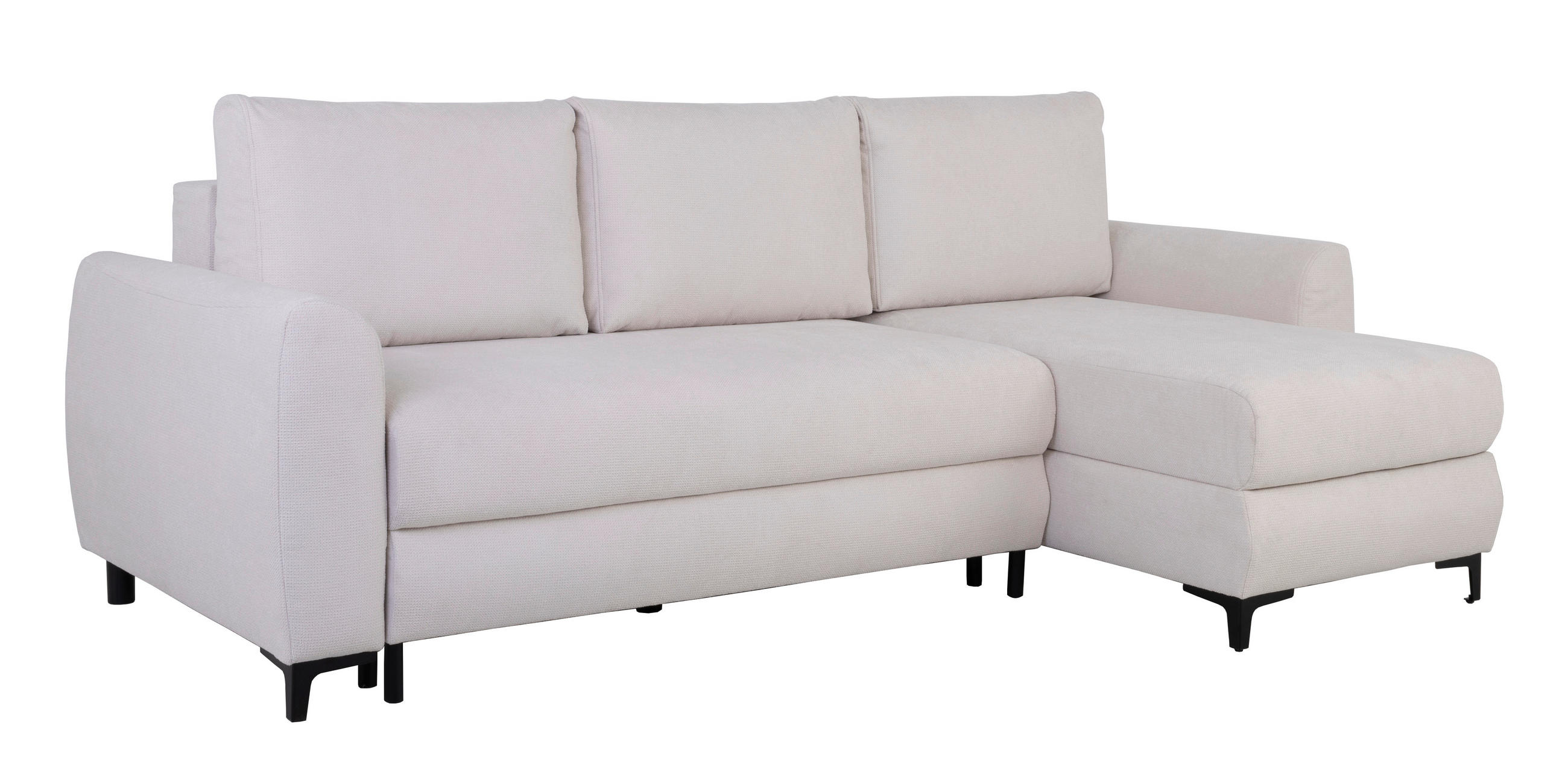 ECKSOFA in Mikrofaser Creme  - Creme/Schwarz, Design, Textil/Metall (236/148cm) - MID.YOU