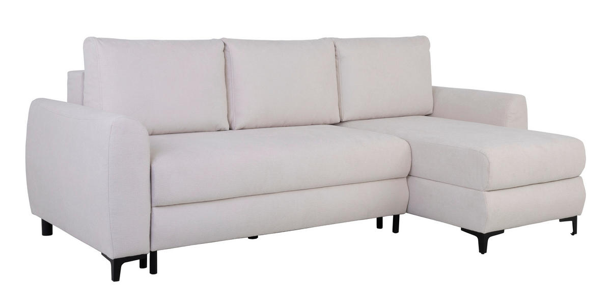 ECKSOFA in Mikrofaser Creme  - Creme/Schwarz, Design, Textil/Metall (236/148cm) - MID.YOU