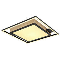 LED-DECKENLEUCHTE 40 W    40/40/6 cm  - Dunkelbraun/Opal, Design, Holzwerkstoff/Kunststoff (40/40/6cm) - Globo