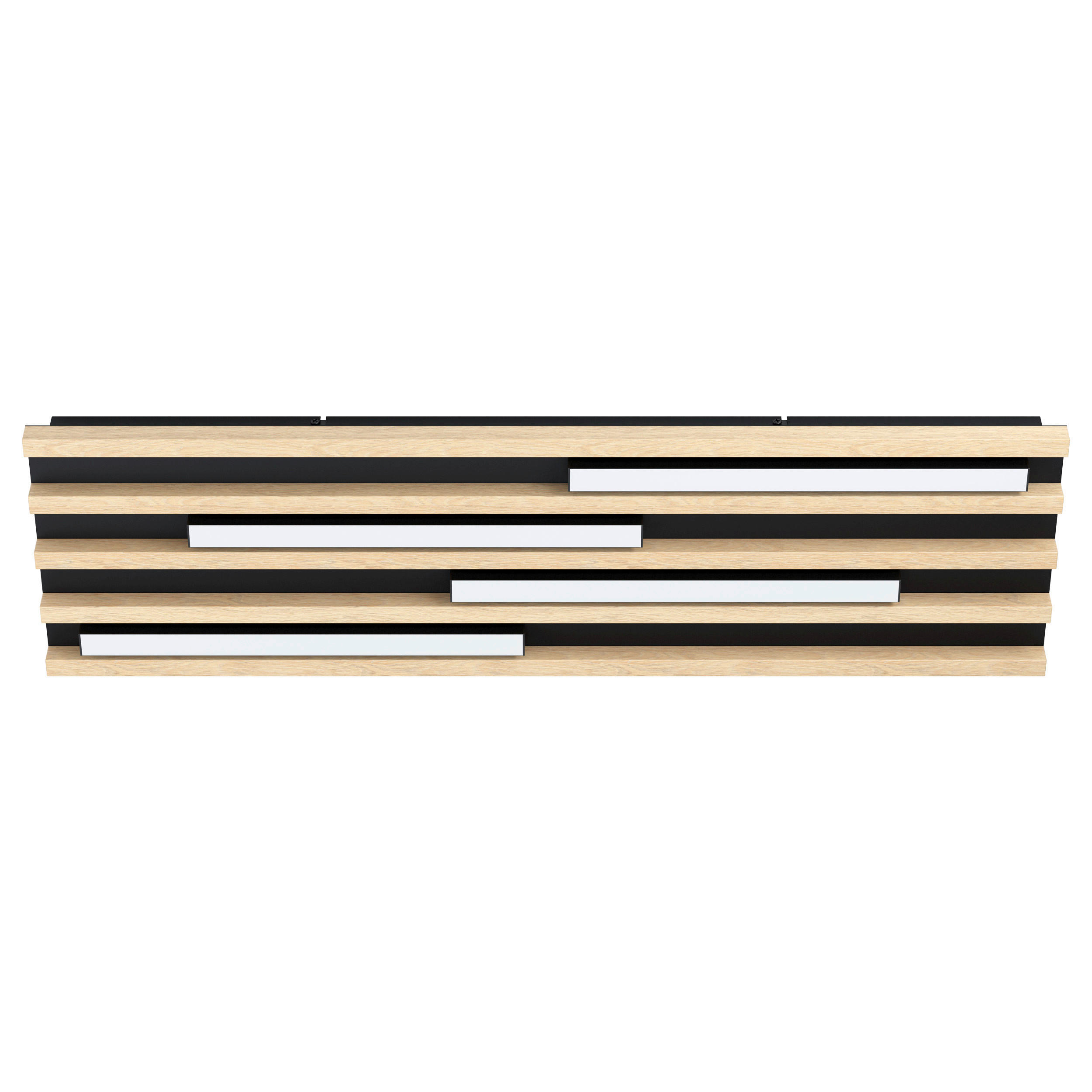 LED-DECKENLEUCHTE 78/22/6 cm   - Schwarz/Braun, KONVENTIONELL, Holz/Metall (78/22/6cm)