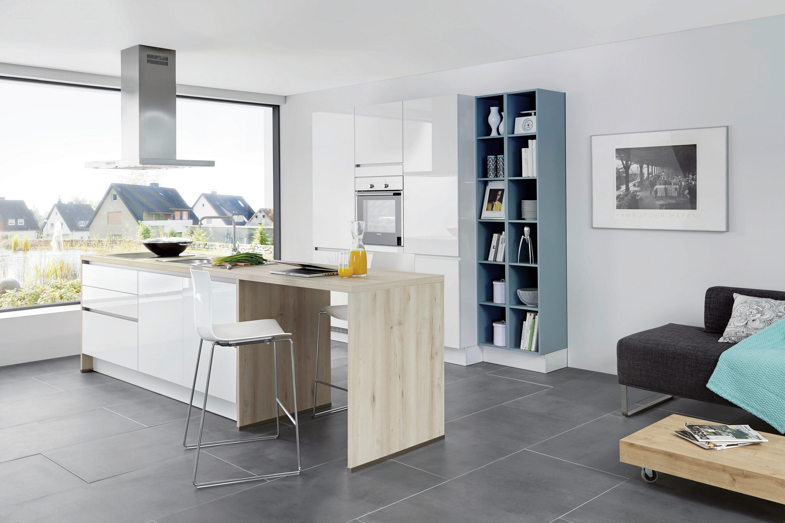 EINBAUKÜCHE FOCUS  - Weiß, Design, Holzwerkstoff - Nobilia