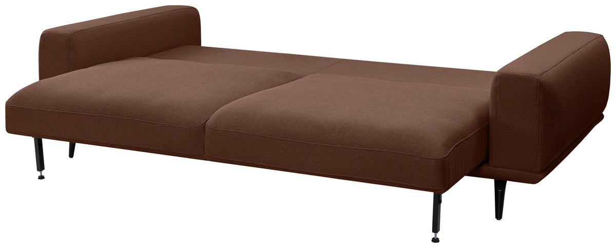 3-SITZER-SOFA in Webstoff Braun  - Schwarz/Braun, Modern, Textil/Metall (242/89/115cm) - MID.YOU