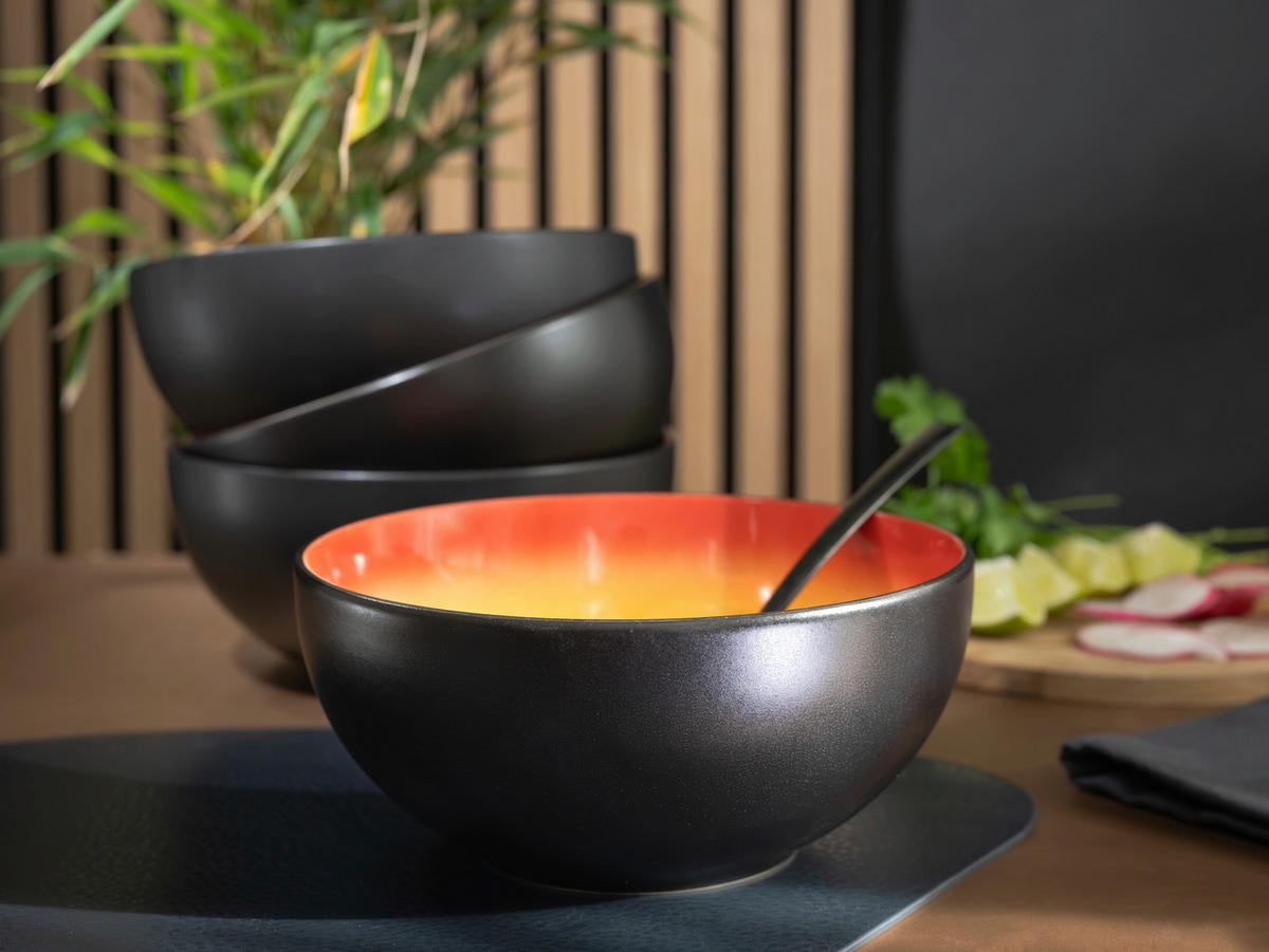 SADA MISEK kamenina keramika  - černá/žlutá, Trend, keramika (17,5/8,5cm) - Creatable