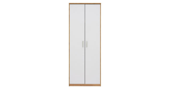 KLEIDERSCHRANK in Weiß, Eichefarben - Eichefarben/Silberfarben, KONVENTIONELL, Holzwerkstoff/Kunststoff (72/194/54cm) - Xora