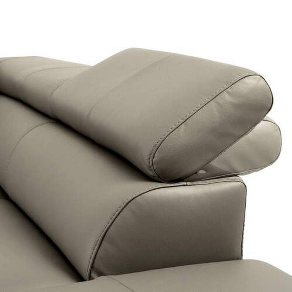 ECKSOFA in Echtleder Schlammfarben  - Schlammfarben/Schwarz, Design, Leder/Metall (256/220cm) - Celina Home
