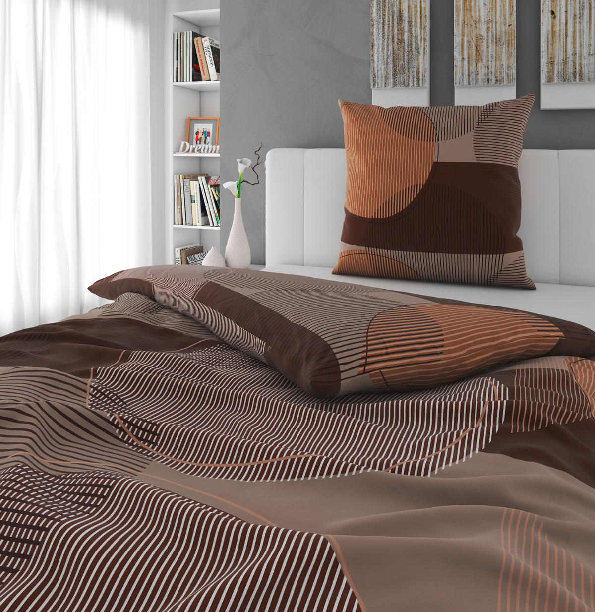 BETTWÄSCHE 2-teilig Flanell 155/220 cm  - Braun, Textil (155/220cm) - Novel