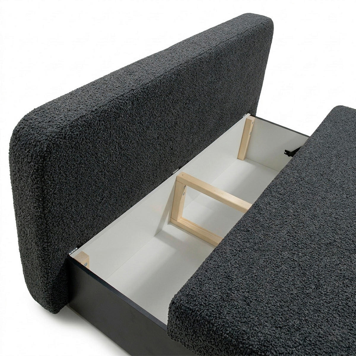 SCHLAFSOFA FREDO Bouclé Dunkelgrau  inkl.  - Dunkelgrau/Schwarz, Design, Kunststoff/Textil (212/93/100cm) - MID.YOU