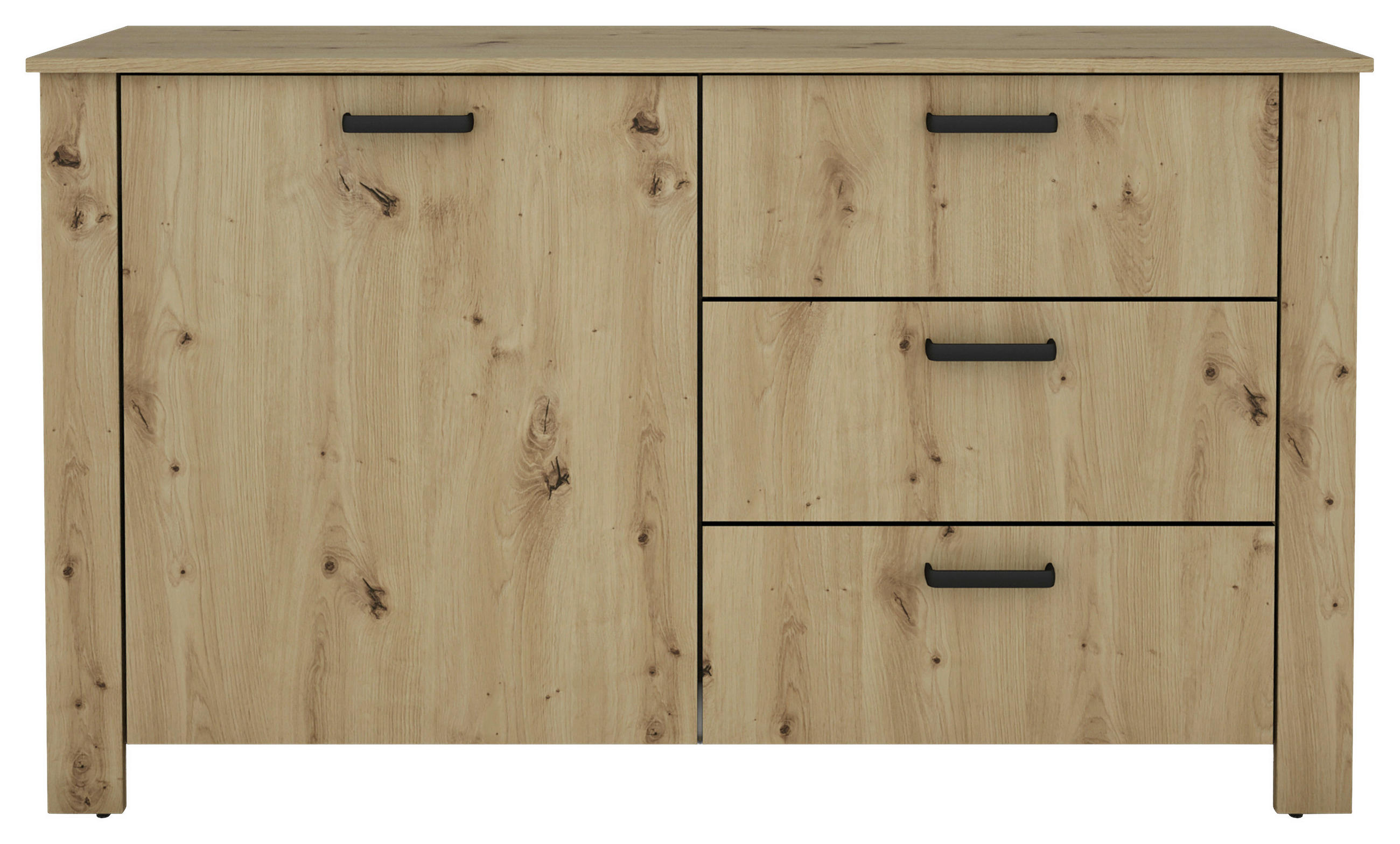 Mid.you Sideboard Schwarz, Eiche Artisan 140x84x40 cm