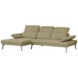 ECKSOFA Ottomane links, Eckteil  More_LZ Olivgrün Webstoff  - Schwarz/Olivgrün, Design, Textil/Metall (188/296cm) - Xora