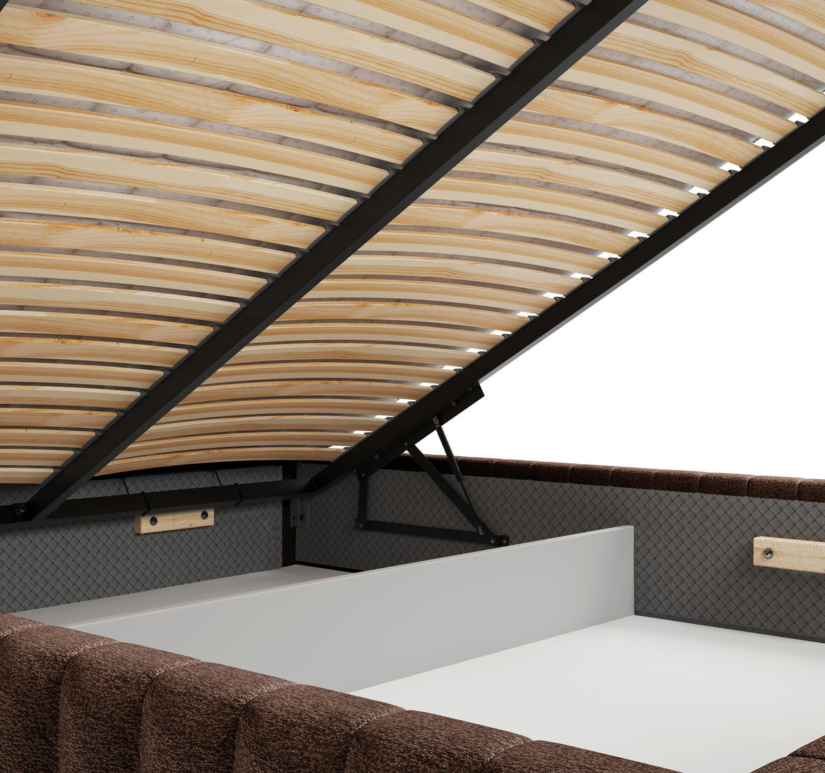 POLSTERBETT Lattenrost, Bettkasten Braun 160/200 cm  - Schwarz/Braun, MODERN, Holz/Holzwerkstoff (160/200cm) - MID.YOU