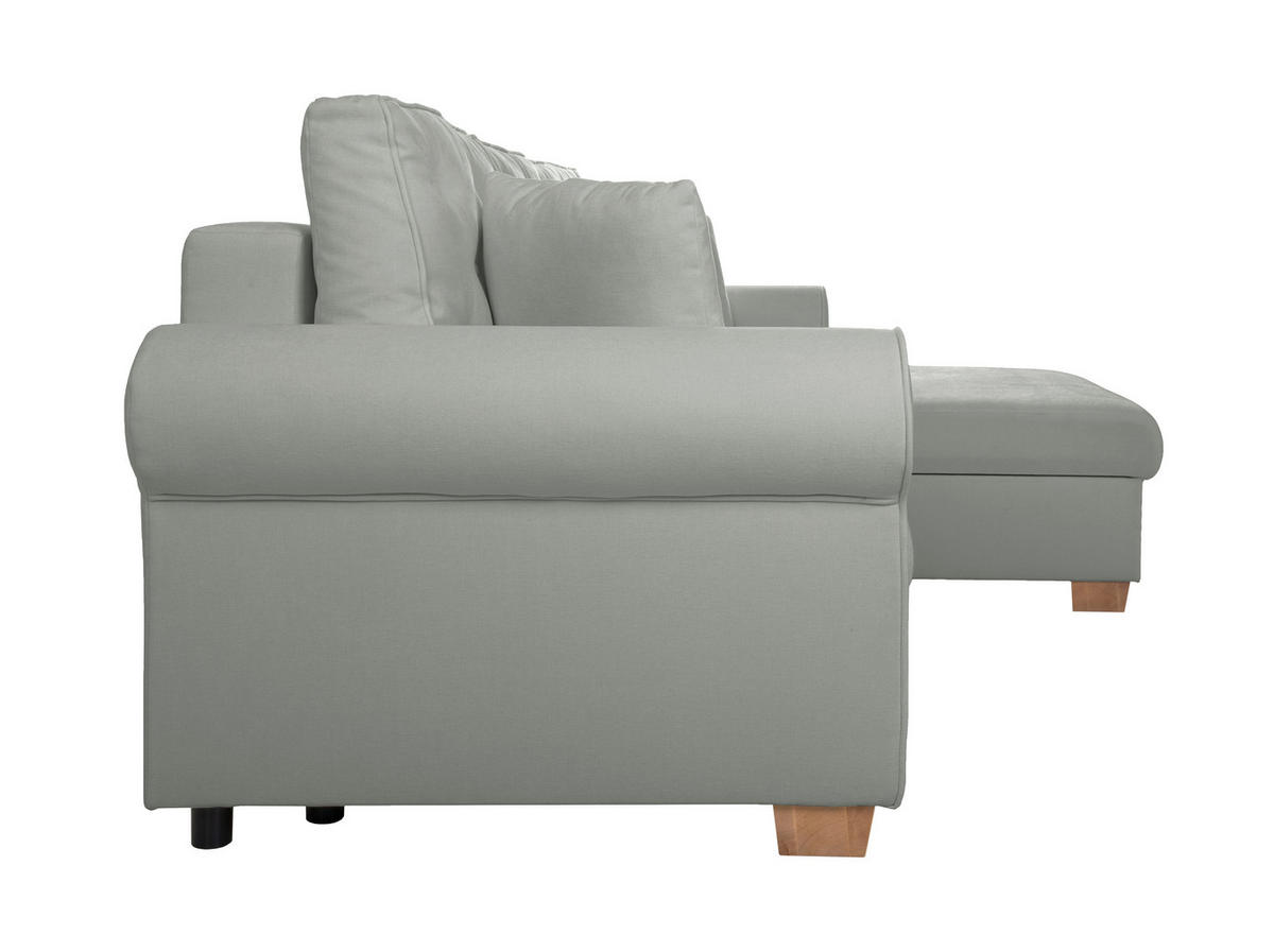 ECKSOFA in Dunkelgrau  - Dunkelgrau/Buchefarben, Design, Holz/Textil (266/161cm) - MID.YOU
