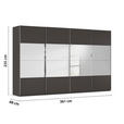 SCHWEBETÜRENSCHRANK  in Graphitfarben  - Chromfarben/Graphitfarben, Design, Glas/Holzwerkstoff (361/223/68cm) - Novel