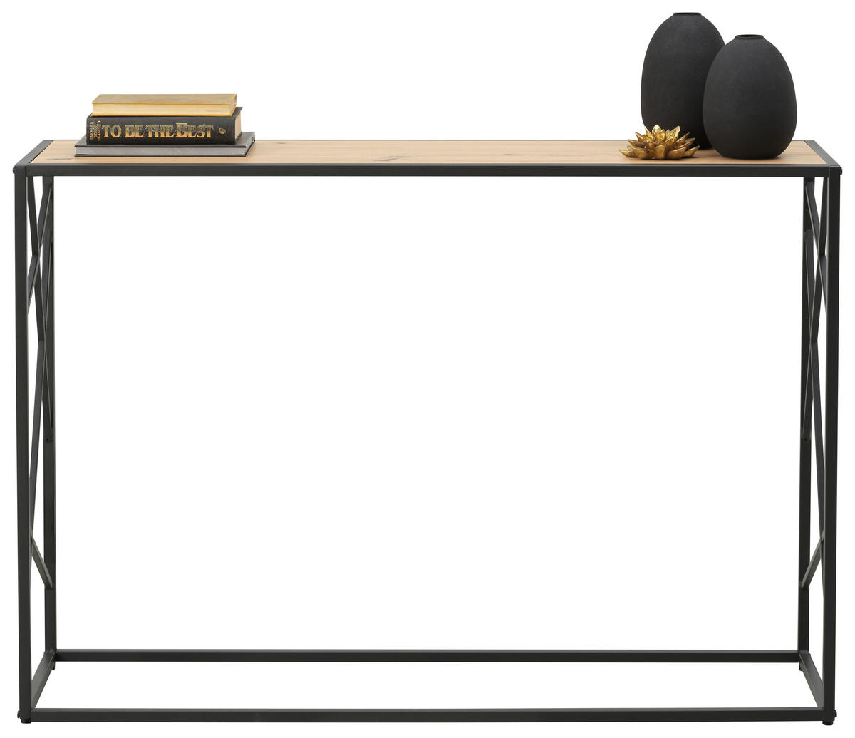KONSOLBORD i metall, trämaterial 110/30/76 cm    - svart/ekfärgad, metall/trämaterial (110/30/76cm) - Landscape