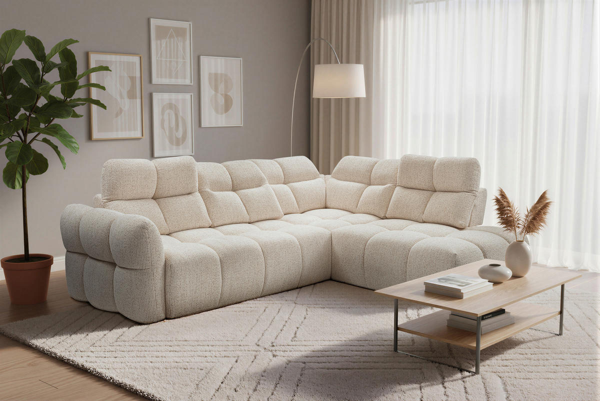 SOFFA i textil cremefärgad  - svart/cremefärgad, Design, textil/plast (277/255cm) - Stylife