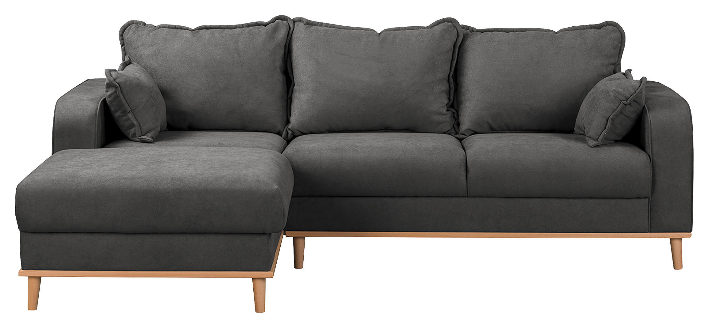 ECKSOFA Beata Beige Mikrofaser  - Wengefarben/Beige, Design, Holz/Textil (150/230cm) - Livetastic