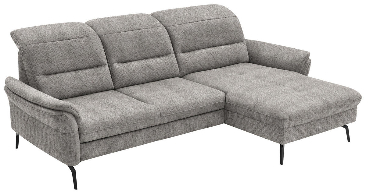 ECKSOFA in Flachgewebe Graubraun  - Graubraun/Schwarz, Konventionell, Textil/Metall (260/181cm) - Beldomo Speed
