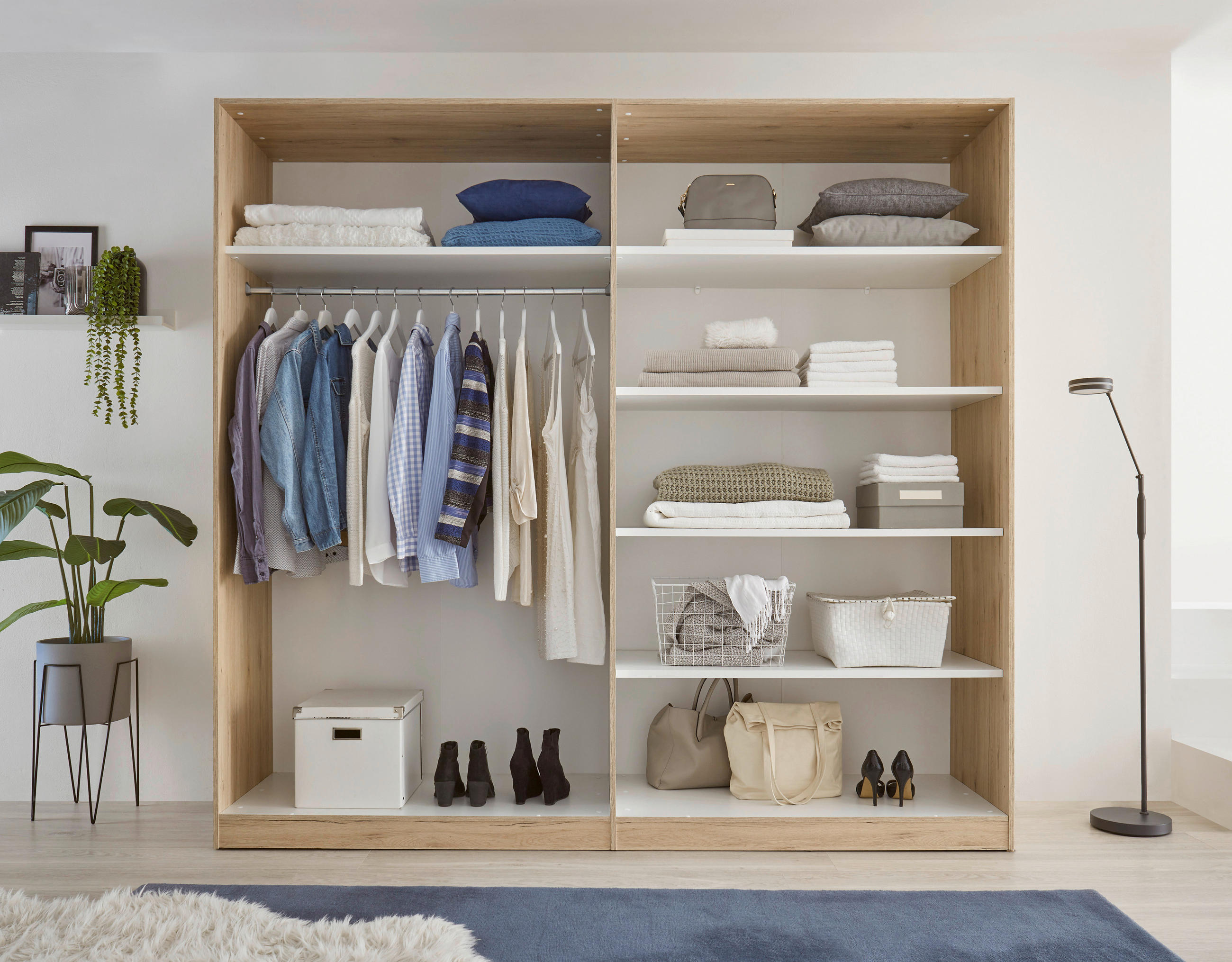 SCHLAFZIMMER Weiß, Eiche San Remo  - Weiß/Eiche San Remo, KONVENTIONELL, Glas/Holzwerkstoff - Boxxx